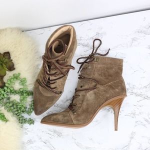 Joe's Austyn Taupe Lace Up Ankle Boots 10